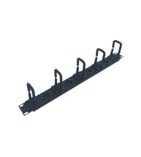 WP Guia 1U Cableado con 5 Anillos - Plastico - sin Tapa - 490x15x55mm - Color Negro
