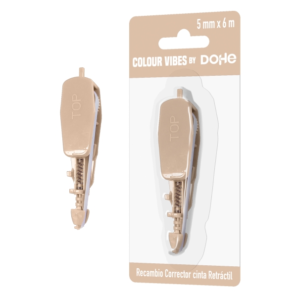 Dohe Colour Vibes Recambio de Cinta Correctora - 5mm x 6m - Retractil - Color Beige · Pack de 10 uds.