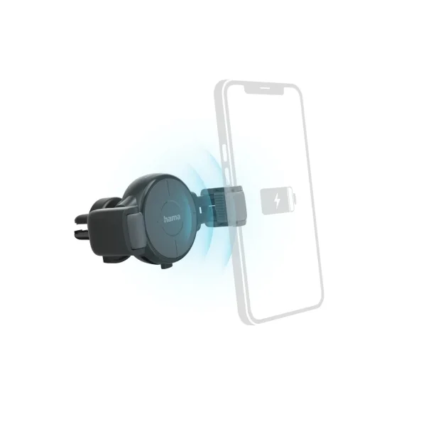 Hama FC10 Flex-Set Soporte con Cargador para Coche - Potencia 10W - USB-C - Carga Rapida - Antideslizante - Color Gris