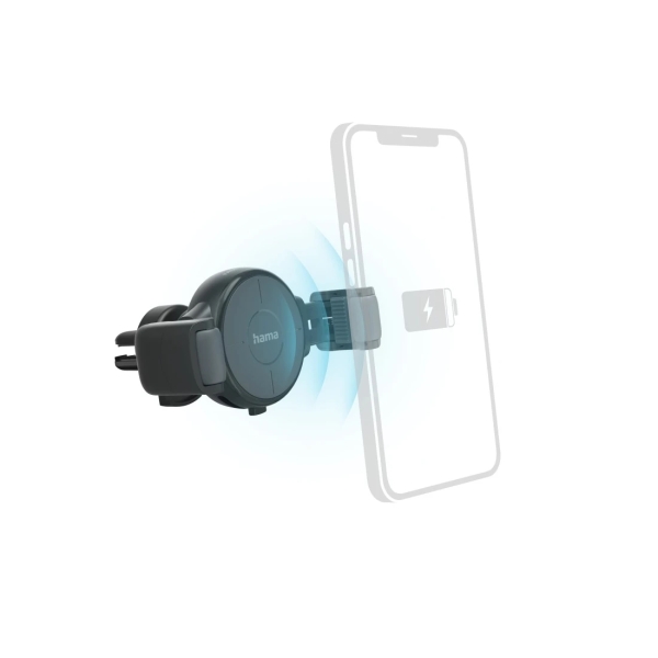 Hama FC10 Flex-Set Soporte con Cargador para Coche - Potencia 10W - USB-C - Carga Rapida - Antideslizante - Color Gris