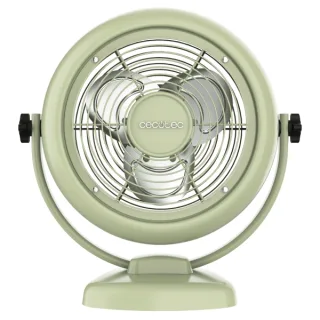 Cecotec EnergySilence 800 RetroDesk Ventilador de Sobremesa con 3 Aspas - 20W - Diametro de 20cm - Inclinacion Ajustable - 2 Velocidades - Elegante y Minimalista - Base Segura y Estable - Co