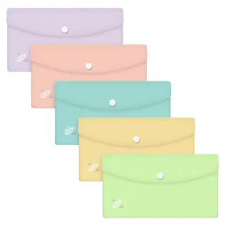 Oxford Urban DL Sobre Portadocumentos de Plastico Rigido Translucido DL - Tamaño Sobre Americano - Capacidad hasta 40 Hojas - Cierre de Broche - Colores Pastel Surtidos · Pack de 5 uds.