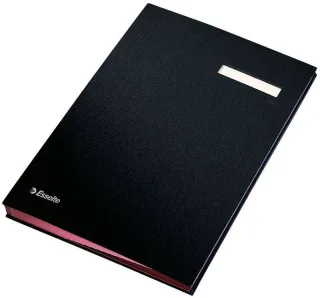 Esselte Portafirmas con 20 Separadores - Cubiertas Forradas de Plastico - Ventana Transparente en el Separador - Color Negro