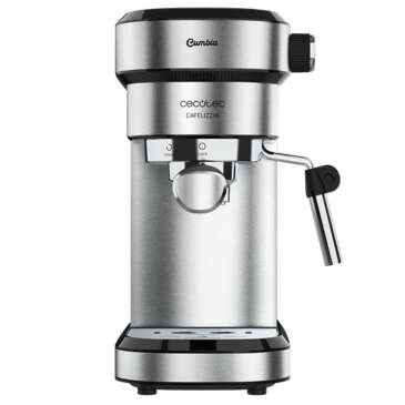 Cecotec Cafelizzia 790 Steel Cafetera Express 1350W - Presion 20 Bares - Deposito de 1,2L - Brazo Doble Salida - Vaporizador - Superficie Calientatazas - Acabados en Acero Inoxidable