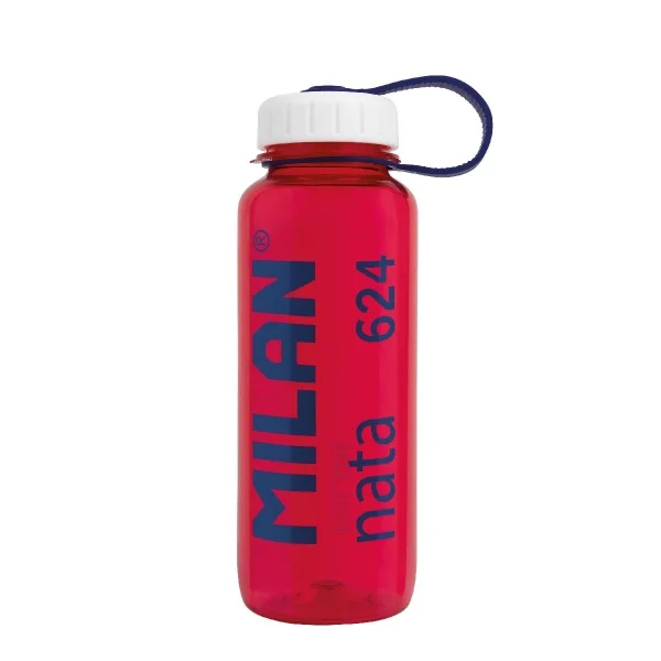 Milan Nata® 624 Botella de Tritan 0.65L - Muy Ligera - Dosificador Extraíble - Escala de Medida - Libre de BPA - Rosa Transparente/Blanco