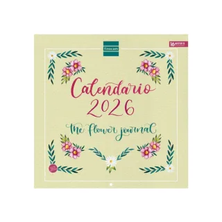 Finocam Calendario de Pared - Anual 2026 - Imagenes Variadas - 300x300mm - Espacio para Escribir - Tematica de Flores