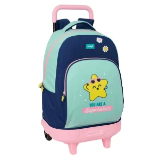 Safta Mr. Wonderful Estrella Mochila con Carro - Extraible - 33L - Portabotellas - Tarjeta de Identificacion Personal - Doble Tirador - Asa de Mano - Bolsillo Frontal - 33x45x22cm - Color Tu