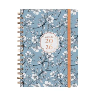 Finocam You Agenda de Espiral en Catalan - Anual 2026 - Planificador - Cierre de Goma - Formato E10 - 172x19x220mm - Semana Vista Horizontal - Tematica de Flores
