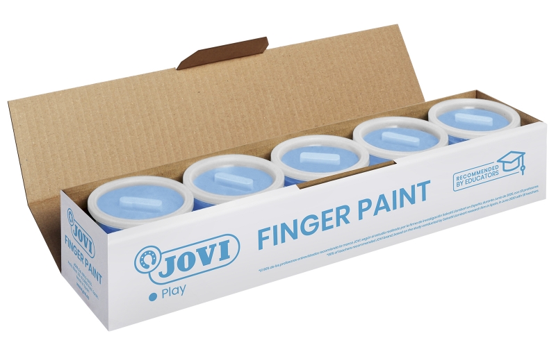Jovi Bote de Pintura de Dedos - 125ml Pintura de Dedos - Colores Mezclables - Textura Gelatinosa - Lavable - sin Gluten Ni Alergenos - No Toxico - Estimula la Coordinacion Motora - Color Azu
