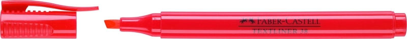 Faber-Castell Textliner 38 Marcador Fluorescente - Cuerpo Fino - Punta Biselada - Trazo Grueso y Fino - Tinta con Base de Agua - Color Rojo · Pack de 10 uds.