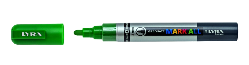 Lyra Mark All Rotulador Permanente - Multisuperficie - Punta Redonda - 2mm - Color Verde Vejiga · Pack de 6 uds.