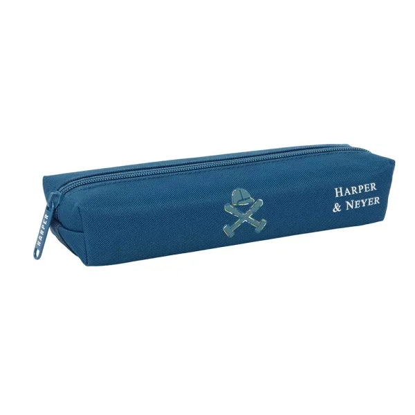 Safta Harper and Neyer Portatodo - Cremallera - Goma Elastica - 0.53L - 220x70x40mm - Color Azul Marino