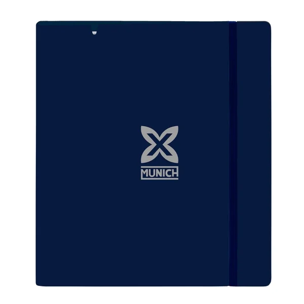 Safta Munich Street Carpeta con 4 Anillas 35mm - Tapas de PP Foam - Recambio 100 Hojas - Cuadriculas 5x5mm - 90g/m2 - Separadores - Solapa Interior - 270x40x320mm - Color Azul Marino