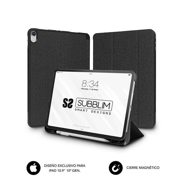 Subblim Funda Exclusiva para Ipad 10ª Generacion de 10,9 Pulgadas - Shock Case - Bordes Reforzados - Carcasa Trasera Rigida - Diseño Ultraligero - Funcion Atril - Espacio para Apple Pencil - Cierre Magnetico - Color Negro