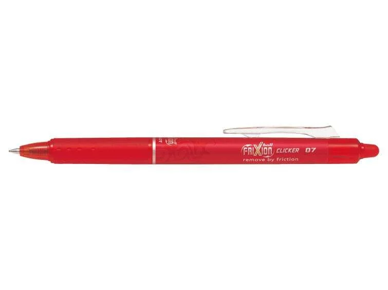 Pilot Frixion Clicker Boligrafo de Gel Borrable Retractil - Punta de Bola 0.7mm - Trazo 0.4mm - Grip Ergonomico - Color Rojo · Pack de 12 uds.