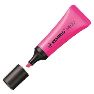 Stabilo Neon 72 Marcador Fluorescente - Trazo entre 2 y 5mm - Tinta con Base de Agua - Cuerpo en Forma de Tubo - Color Rosa · Pack de 10 uds.