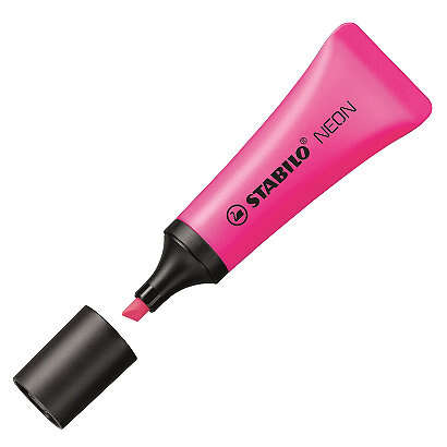 Stabilo Neon 72 Marcador Fluorescente - Trazo entre 2 y 5mm - Tinta con Base de Agua - Cuerpo en Forma de Tubo - Color Rosa · Pack de 10 uds.