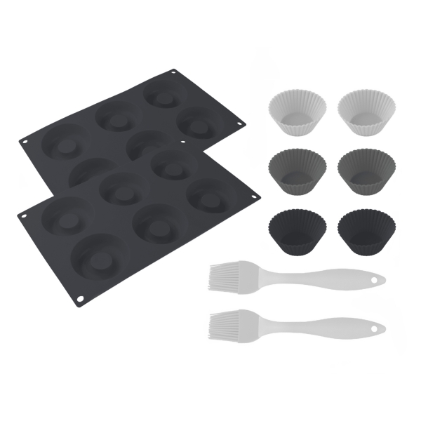 Cecotec Cecofry SweetBake XL Pack de Moldes para Donas y Magdalenas - Compatible con Freidoras de 9 a 11L - Libre de BPA - Superficie Antiadherente - Incluye Pinceles de Silicona - Facil Lim