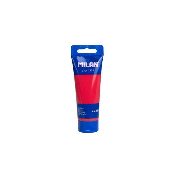 Milan Tubo de Pintura Acrilica 75ml - Pigmentos de Alta Calidad - Mezclable - Color Rojo Coral · Pack de 6 uds.