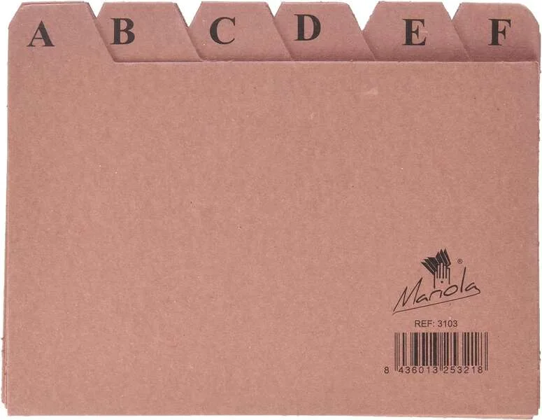Mariola Indice A-Z Nº3 para Fichero - Medidas 150x100mm - Color Marron