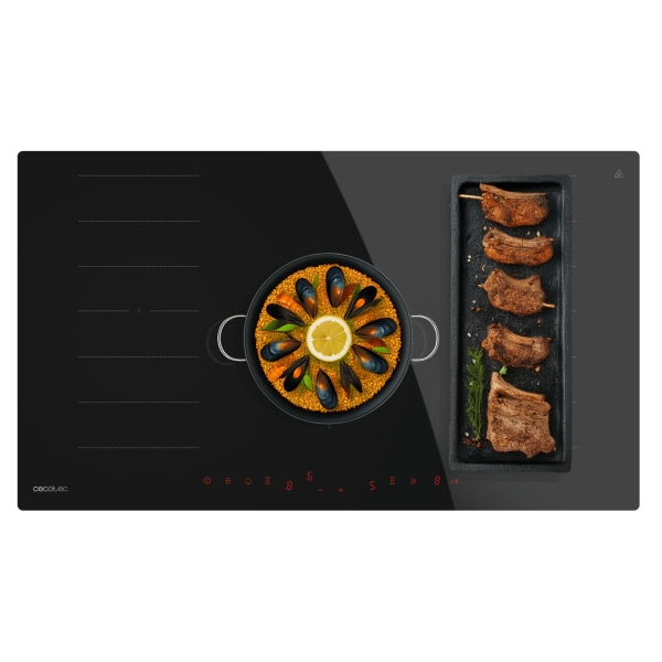 Cecotec Bolero Squad I 5600 FullFlex90 Cocina de Induccion Encastrable - 10200W - 3 Zonas - Control Tactil Invisible - Temporizador - 9 Niveles de Potencia - Funcion Booster - Color Negro