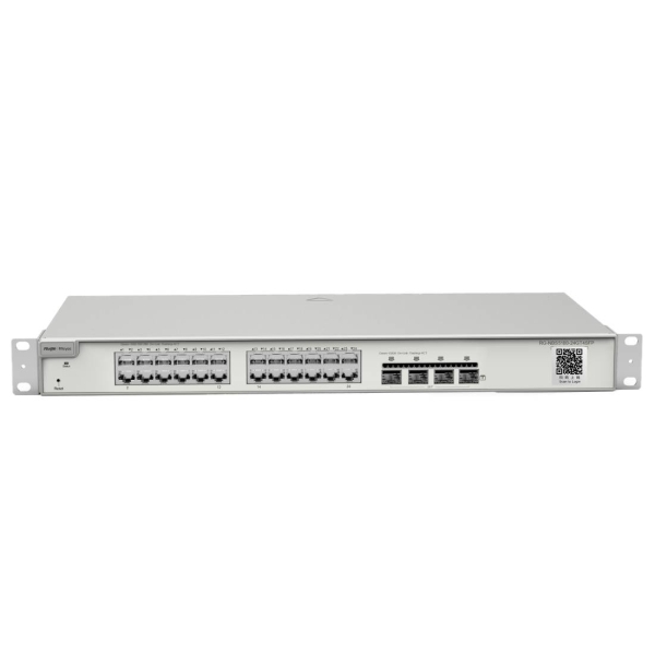 Ruijie RG-NBS5100-24GT4SFP Switch Gestionado - Montaje en Rack 1U - 24 Puertos Ethernet hasta 1Gbps - 4x SFP hasta 1Gbps - Enrutamiento Estatico - Gestion Remota - Color Acero