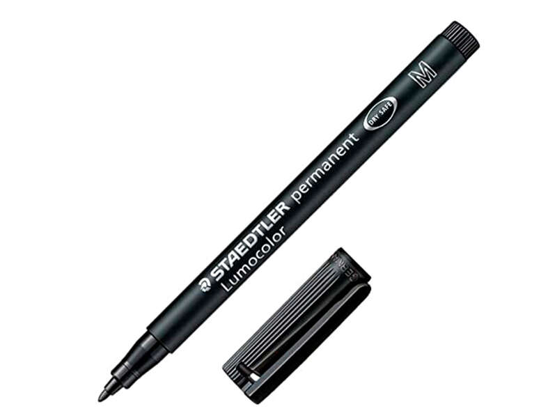 Staedtler Lumocolor 317 Rotulador Permanente - Punta Media Redonda - Trazo 1mm Aprox - Capuchon con Clip - Secado Rapido - Color Negro · Pack de 10 uds.