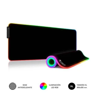 Subblim Alfombrilla LED Rgb Extra Grande 800x300x4mm - Espacio Holgado para Raton y Teclado - 9 Colores y 3 Efectos de Iluminacion - Bordes Cosidos Duraderos - Resistente al Agua - Base Anti