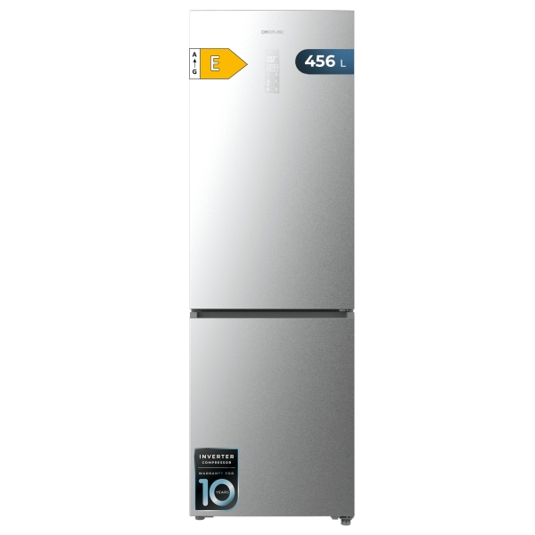 Cecotec Bolero CoolMarket Combi 456 Inox E Frigorifico Combi - Capacidad 456L - Compresor Inverter - Congelacion Ultrarapida - Silencioso - Frio Envolvente - Clase E - 201x59.5cm - Color Ace