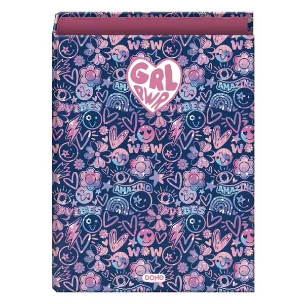 Dohe Girl Power Carpeta con 4 Anillas de 40mm - Formato Folio - Guardas Impresas - Cubierta de Carton Plastificado - 26x34x6cm - Multicolor
