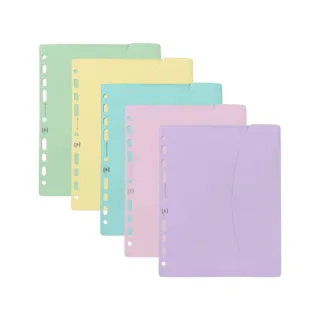 Oxford Sobre Multitaladro - Formato A5 - Cierre con Velcro - Polipropileno - Colores Pastel Surtidos · Pack de 25 uds.