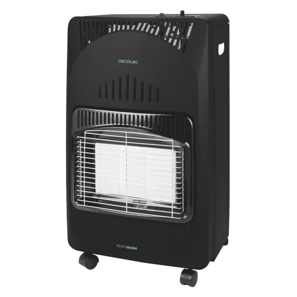 Cecotec Ready Warm 4200 Slim Fold Estufa de Gas Plegable - Potencia Calorifica de 4.2kW - Termostato - Ruedas Multidireccionales - Encendido Piezoelectrico - Seguridad Triple - Color Negro