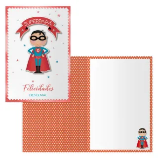 Dohe Superdad Pack de 6 Tarjetas de Felicitacion para Padres - 11.5x17cm - Impresion a Todo Color - Estampaciones con Pelicula de Color - Estampacion en Seco - Papel Offset Blanco de 300gr -