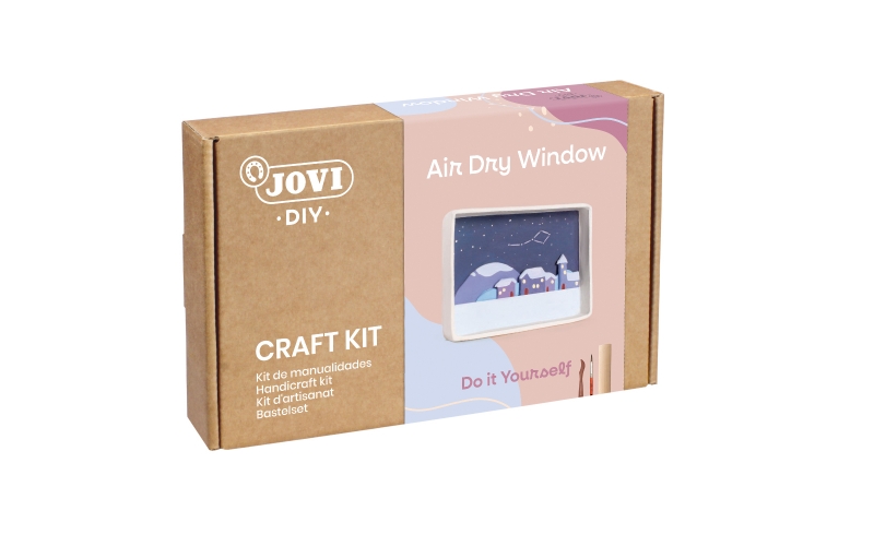 Jovi Diy Kit de Manualidades para Ventana con Paisaje - Pasta Endurecible Air Dry - Herramientas de Modelaje - Pinturas Gouache - Pinceles - Accesorios Incluidos - Color Varios