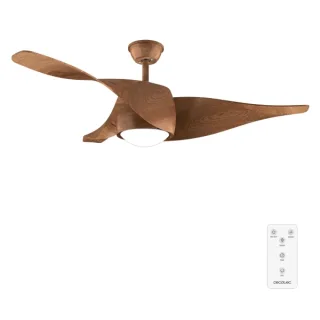 Cecotec EnergySilence Aero 5290 BlackWood Ventilador de Techo con 3 Aspas y Luz - 40W - Diametro de 52" - 3 Tonos LED - Temporizador - 6 Velocidades - Modo Invierno - Color Madera Oscuro