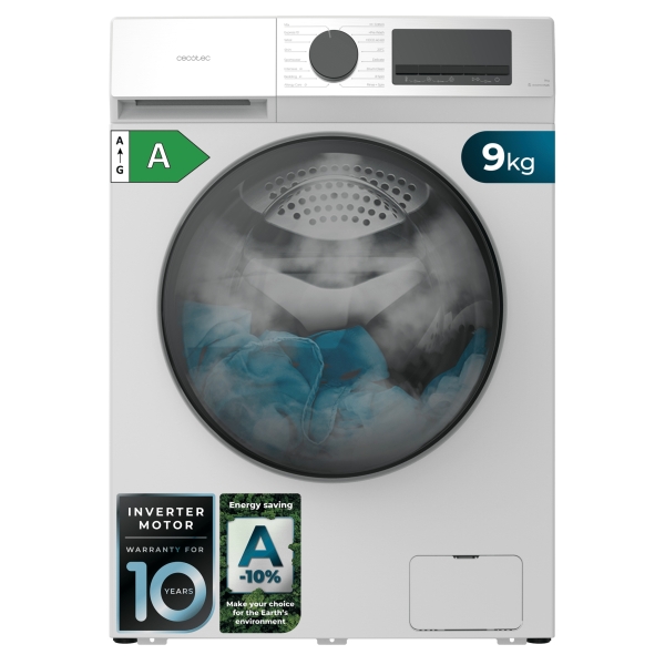 Cecotec Bolero DressCode 9450 Inverter Lavadora de Carga Frontal - 9kg - centrifugado 1400rpm - Temperatura Regulable - Display LED - Motor Inverter - Inicio Programable - 16 Programas - Col