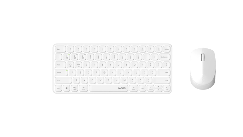 Rapoo 9010M Pack Teclado Compacto + Raton Inalambricos - Bluetooth y 2.4GHz - Raton 2400 DPI - Autonomia hasta 12 Meses - Color Blanco