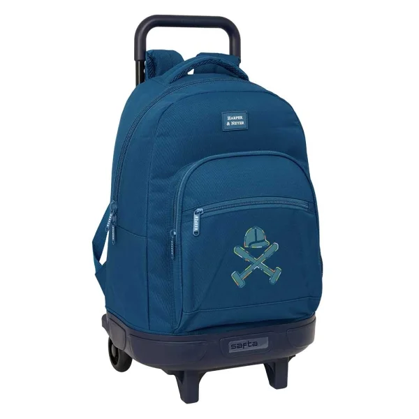 Safta Harper and Neyer Mochila con Carro - Extraible - Bolsillo Frontal - Portabotellas - Tirador Doble - Hombreras Acolchadas - Asa Acolchada - Tarjeta ID - 330x220x450mm - Color Azul Marino