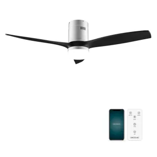 Cecotec EnergySilence Aero 5600 Aqua IronBlack Connected Ventilador de Techo con 3 Aspas y Luz LED Integrada - 40W - Diametro de 52" - Wi-Fi - IP44 - Temporizador - 6 Velocidades - Color Neg