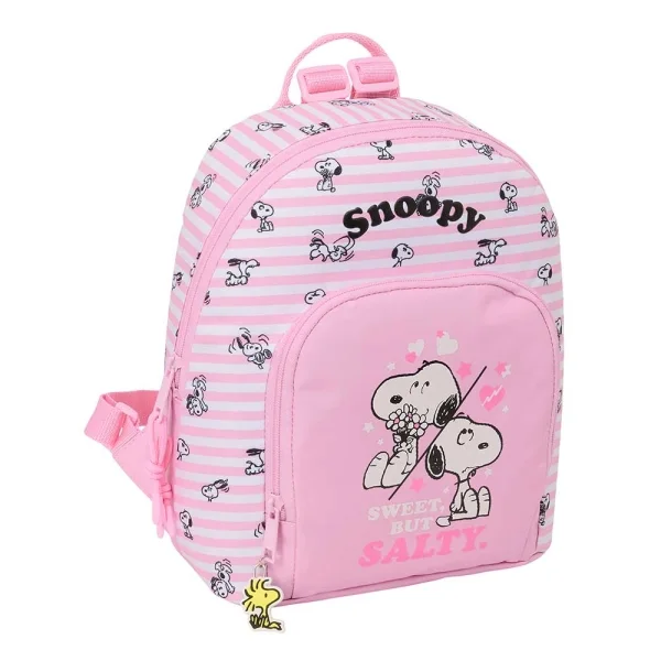 Safta Snoopy Mini Mochila - Bolsillo Frontal y Trasero - Cremallera - Hombreras Ajustables - Asa Superior - Compacta y Ligera - Ideal para Uso Diario - 25x30x13cm - Color Rosa