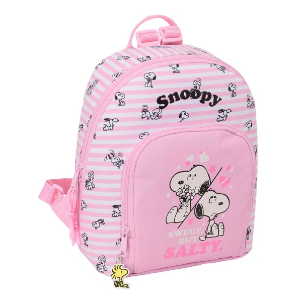 Safta Snoopy Mini Mochila - Bolsillo Frontal y Trasero - Cremallera - Hombreras Ajustables - Asa Superior - Compacta y Ligera - Ideal para Uso Diario - 25x30x13cm - Color Rosa