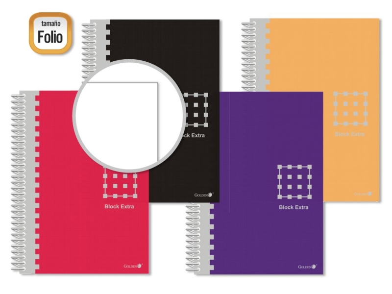 Golden Cuaderno Espiral Folio 80 Hojas 60grs Liso - Margen Remarcado - Tapa Extradura - Colores Surtidos · Pack de 6 uds.