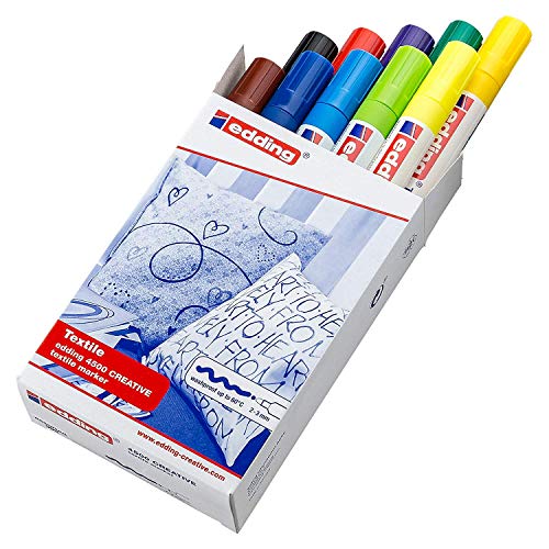 Edding 4500 Pack de 10 Rotuladores Permanentes para Textil - Punta Redonda - Trazo 2-3mm - Olor Neutro - Secado Rapido - Colores Surtidos