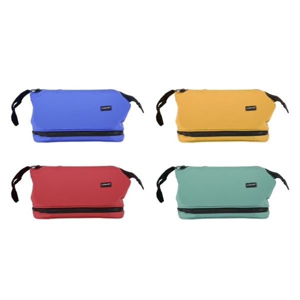 Lagart Smart Neceser de Viaje - Incluye Bolsillos Interiores y Bolsillo Inferior Multiusos - Asa de Transporte - Medidas 27 x 14cm - Colores Surtidos · Pack de 4 uds.