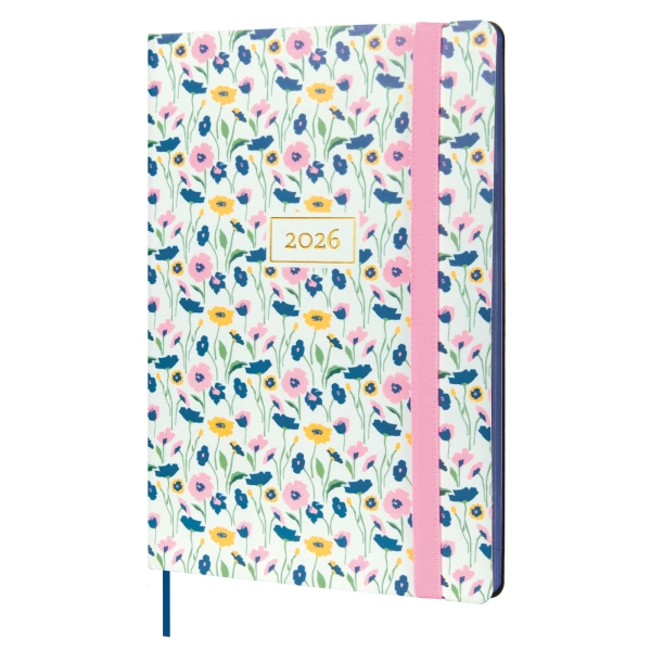 Finocam Flexi Joy Agenda en Catalan - Anual 2026 - Tapa Blanda - Formato FA5 - 151x13x214mm - Semana Vista en Vertical - Tematica de Flores