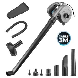 Cecotec AirForce 720 Soplador Aspirador de Hojas - 700W - Cable 3m - Incluye Accesorios - Multifuncion - Velocidad hasta 190km/h - Color Gris