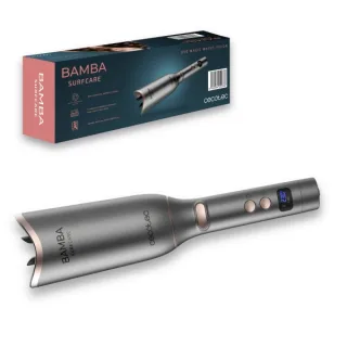 Cecotec Bamba SurfCare 850 Magic Waves Vision Rizador de Pelo Automatico - Pantalla LCD - Temperatura de 130 a 230°C - Funcion Memoria - Guia de Rizado - Cable 360º - Color Gris