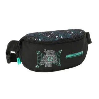 Safta Minecraft Screen Bolsa de Cintura - Cremallera - Cintas Ajustables - Cierre de PVC - 23x14x9cm - Color Negro