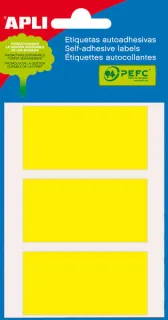 Apli Minibolsa de 15 Etiquetas Rectangulares 34x67mm - 5 Hojas por 3 Etiquetas - Adhesivo Permanente - Cantos Romos - Color Amarillo