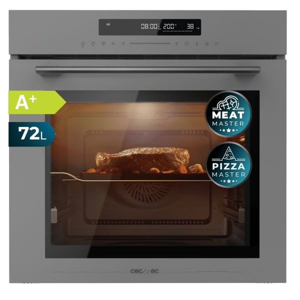 Cecotec Bolero Hexa SM406000 Glass Grey A+ Horno Integrable con Microondas - 2900W - Capacidad 72L - Temperatura Regulable - Acero Inoxidable - Guias Telescopicas - Pantalla Tactil - Color G